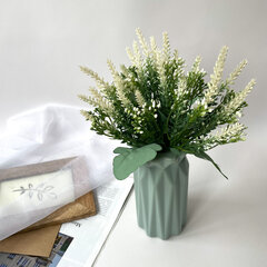 Лаванда искусственная белая нежная, искусственные цветы пластиковые с патиной, набор - связка 3 ветки.