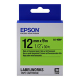 654018 Картридж EPSON с лентой LK4GBF (лента флуоресцентная, черн./Green 12/9)