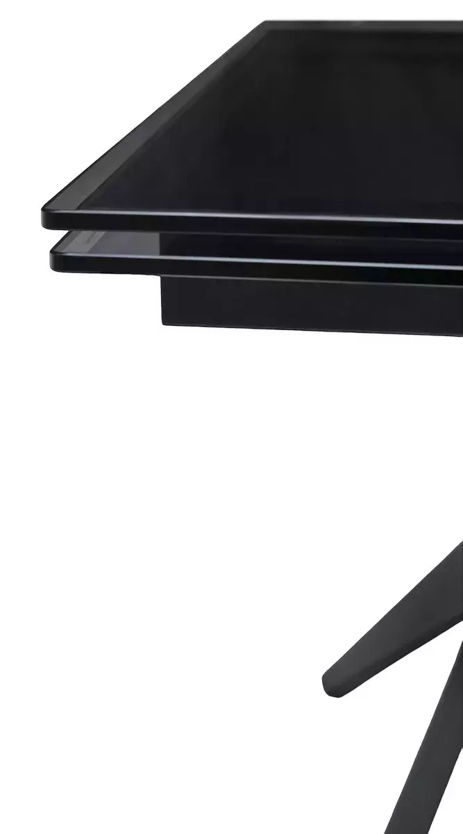 Стол ADRIA 160 SMOKED BLACK GLASS Дымчато-черное стелко/ черный каркас, DISAUR