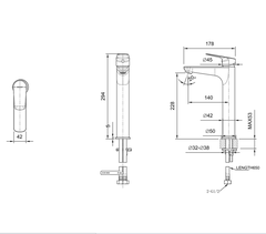 Смеситель Bravat Rhein F1429564BW-A-ENG высокий для раковины, черный