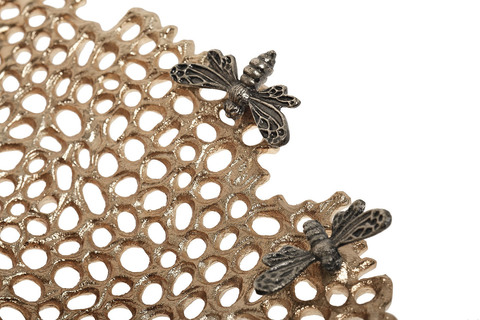 Блюдо декоративное 38см Соты Garda Decor алюминий золотого цвета