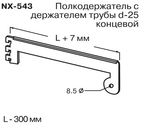 NX-543 Полкодерж. с держ. тр.d-25 конц. (L=300мм)