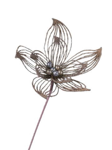 Цветок 19х52см ChristmasDeLuxe платина