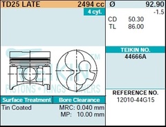 Поршень двигателя TEIKIN 44666A STD (4шт/упак)