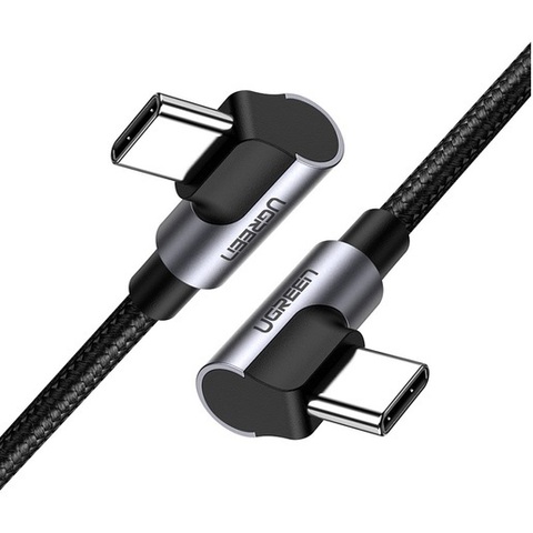 Кабель UGREEN US323 Angled USB-C Cable Aluminum Case with Braided. Длина: 1м, черный