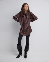 Блуза-рубашка с галстуком из атласа