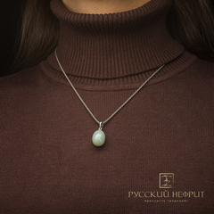 Кулон яйцо "Genesis". Нефрит Морская волна.