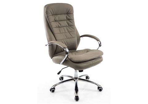 Офисное кресло для персонала и руководителя Компьютерное Tomar серое 68*68*119 Хромированный металл /Серый кожзам