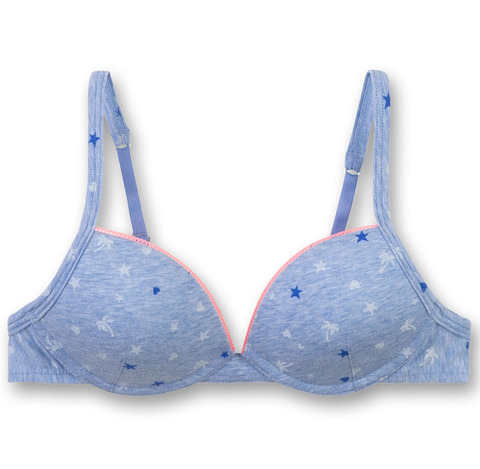 Бюстгальтер нежно-голубой Sanetta, принт "Морские звезды и пальмы"