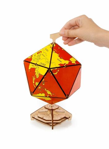 Глобус Икосаэдр - шкатулка с секретом красный от EWA - Деревянный конструктор, Сборная модель, 3D пазл