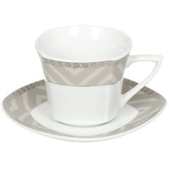 Набор чайный керам, 12 пр, 6 перс, 180 мл, металл подставка, Геометрия, SF13-G04