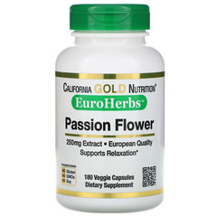 California Gold Nutrition, EuroHerbs, «Пассифлора», 250 мг, 180 растительных капсул