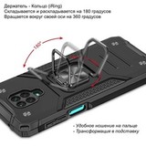 Противоударный чехол Strong Armour Case с кольцом для Xiaomi Poco X3 (Серебристый)