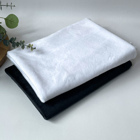 Велюр, мягкий, ткань для рукоделия, набор 2 отреза по 100х50 см, Белый + Черный.