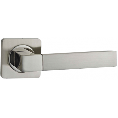 Ручка квадрат Пуэрто INAL 521-02 SN/NP, цвет никель матовый/никель блестящий, алюминий (гарантия - 8 лет)