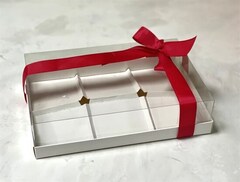 Коробка для муссовых пирожных с пластиковой крышкой 260*170*60мм на 6 шт. белый