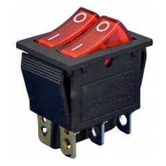 Выключатель UNITED PARTS KCD8, 250В, 16А, 6 контактов, 2 клавиши (31х25мм) (90-0253)