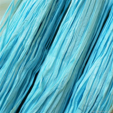 Рафия, цвет голубой, толщина 5 мм.