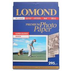 Суперглянцевая тепло-белая (Super Glossy Warm) микропористая фотобумага Lomond для струйной печати, A4, 295 г/м2, 20 листов (1108101)