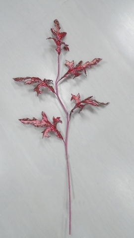 Веточка с резными листьями 94см ChristmasDeLuxe premium collection розовая