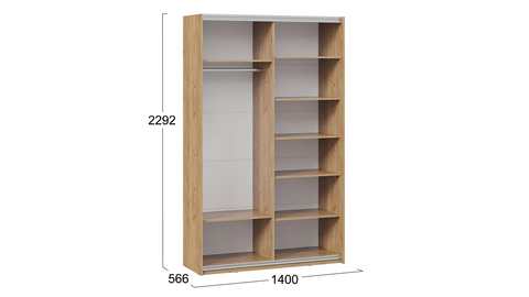 Шкаф-купе Оскар Хилтон 2-х дверный с зеркалом 140 дуб крафт золотой / белый матовый / ручка белая