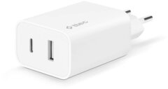 Зарядное устройство TTEC SmartCharger Duo 30WPD Travel Charger USB-C+USB-A, белый