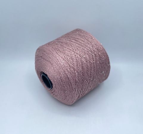 Бобинная пряжа (пр.Италия),Linette Pailletes, 450/100гр, 80% Лен, 20% Полиэстер(пайетка), цвет-Пыльно-розовый+пайетка. арт.36769