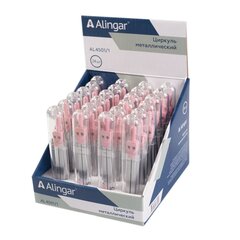 
          Циркуль Alingar, металлический, 82 мм, с грифелем, пластик. футляр, картонный стенд, розовый