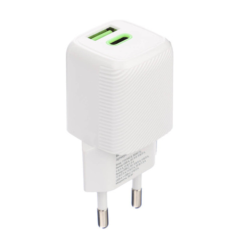 Сетевое зарядное устройство MINI USB-C/USB-A, 30Вт GaN, BY