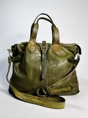 Женская премиальная горчично-оливковая сумка из натуральной кожи "Венеция"