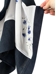 Палантин комбинированный темно-синий с белым печать 