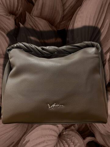 Женская сумка хобо из экокожи с плетёной ручкой, хаки