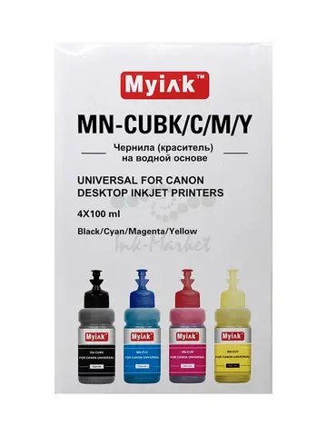 Чернила универсальные MyInk для Canon, водные (Dye), комплект 4 цвета по 100 мл