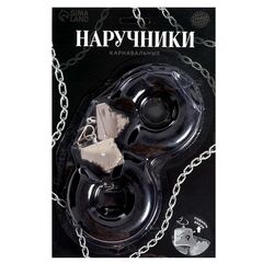Металлические наручники с черной плюшевой отделкой - 