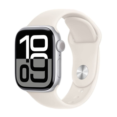 Apple Watch 10 46mm Silver Aluminum Case with Sport Band M/L, Starlight