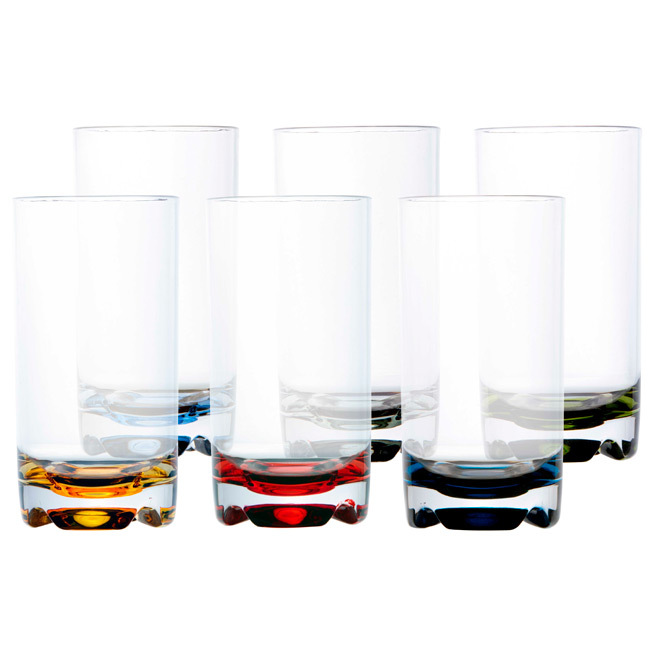BEVERAGE GLASS, PARTY – COLOURFUL BASE 6 UN