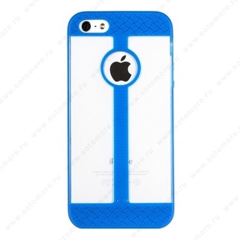 Накладка R PULOKA для iPhone SE/ 5s/ 5C/ 5 с полосой синяя