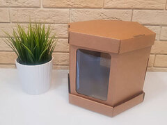 Коробка для кулича "6 граней" крафт 20х20 см