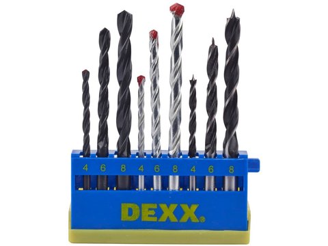 Сверла комбинированные DEXX по металлу d 4-6-8мм, по дереву d 4-6-8мм, по кирпичу d 4-6-8мм