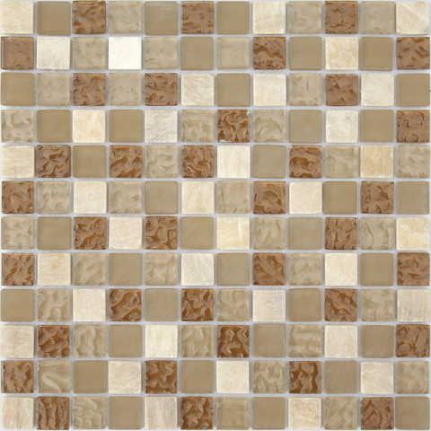 Мозаика из стекла и натурального камня Caramelle - Amber 23x23x8 мм