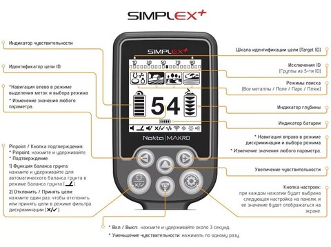 Металлоискатель Nokta Makro Simplex Plus