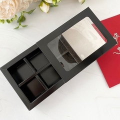 Коробка для 6 конфет Черная, 137*98,5*38,5мм