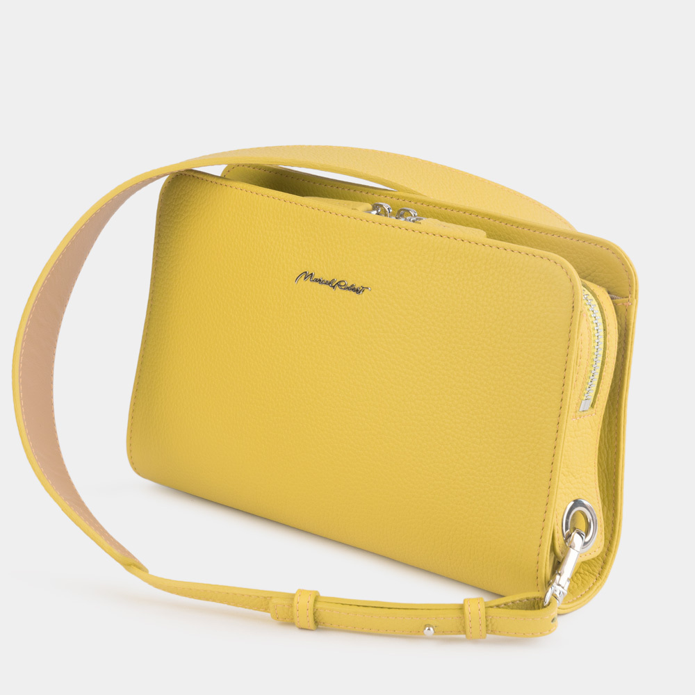 Женская кожаная сумка-трансформер Emilie желтого цвета
