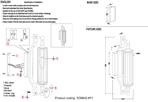 Настенный светильник Crystal Lux TOMAS AP1 BRASS