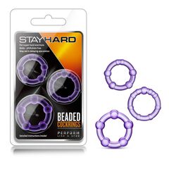 Набор из 3 фиолетовых эрекционных колец Stay Hard Beaded Cockrings - 