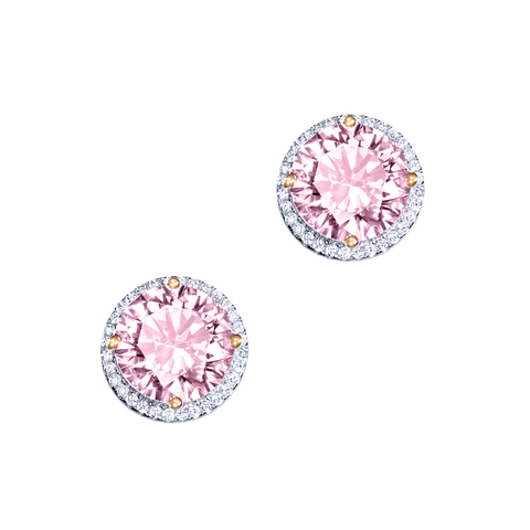 4865- Пусеты CARATS  из серебра с круглыми, розовыми цирконами
