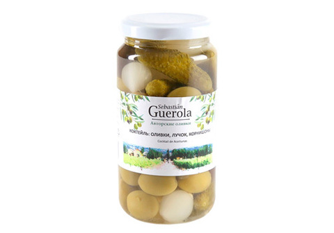 Коктейль с оливками, луком и корнишонами Guerola, 370г