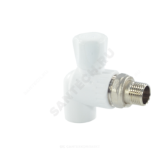 Кран шаровой PP-R белый Дн 20х1/2" НР угловой для радиатора RTP (РосТурПласт) 27807