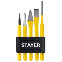 STAYER Hercules, 5 предметов, набор зубил и кернеров в пластиковом держателе, Professional (21077-H5)