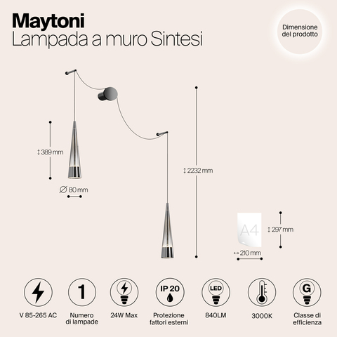 Настенный светильник Maytoni Sintesi P090WL-L24CH3K